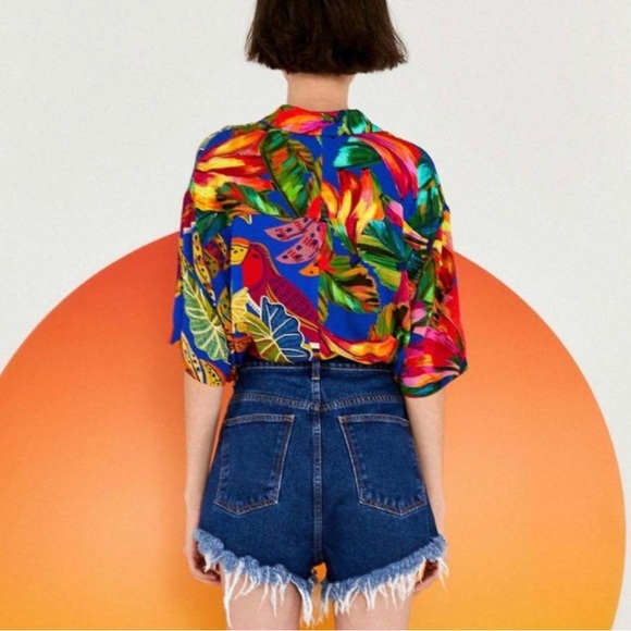 Farm Rio Patches High Rise Denim Shorts - Picture 7 of 11